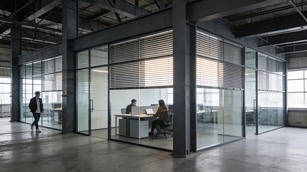 鋼結構廠房內辦公隔墻圖5